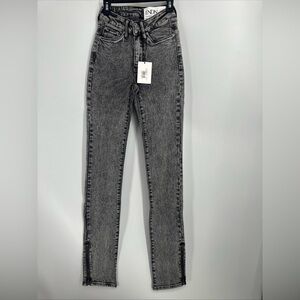 LNDN Landon Denim Acid Black Wash Ankle Zip Jeans Sz 22 (00) NWT